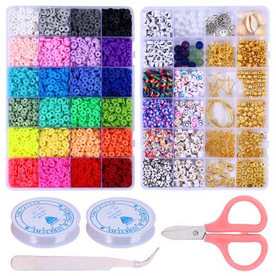 China Wholesale Flatback Jewelry Prepping Kit Diy Beads Flat Round Soft Polymer Clay Spacer Beads Oem Clay Letter Beads Mix Color for sale