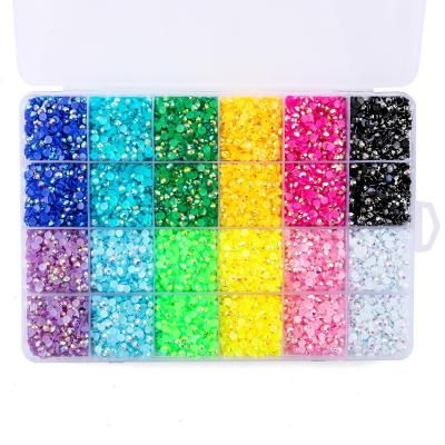 China Flatback 20000 Pcs Flat Bottom Rhinestones Fit 12 Colors Plated AB Resin Rhinestones For Nail Bag Diy Phone for sale