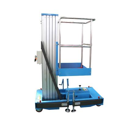 China Aluminum Single Mast One Man Lift Construction Work Lift Table 8M Single Mast One Aerial Aluminum Single Man Lift for sale