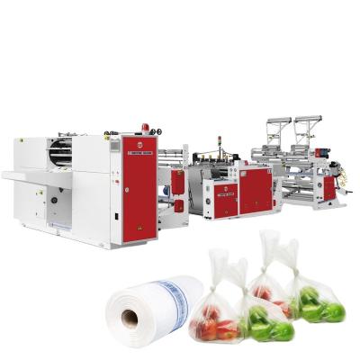 China Hotels factory price 2 line bottom sealing bag on roll bag machine with flat core supermarket plastic shopping roll bag making machine for sale