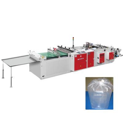 China Factory 3 lines automatic flying knife system sealing and cutting of LDPE v bottom plastic bag making machine for big goods bag for sale