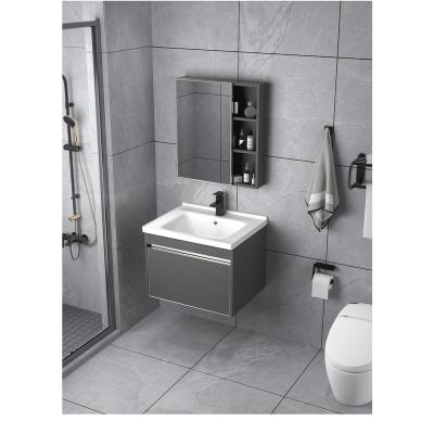 China Modern Contracted Modern Bathroom Mirror Smart Cabinet Stainless Steel Toilet Wash Station Basin Cabinet Combination for sale