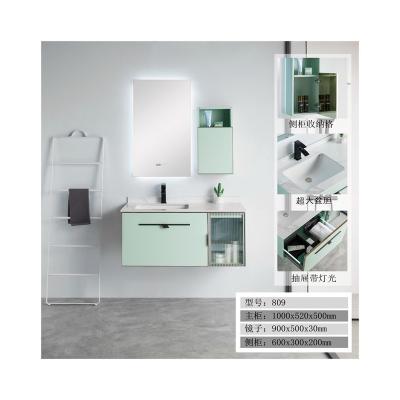 China Modern Light Luxury Combination Basin Rock Single Slab Ceramic Embedded Wall Mounted Bathroom Cabinet for sale