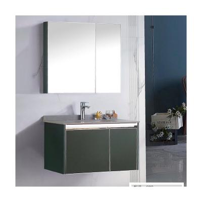 China Modern Light Luxury Balcony Aluminum Alloy Stainless Steel Small Bathroom Mirror Cabinet Set for sale