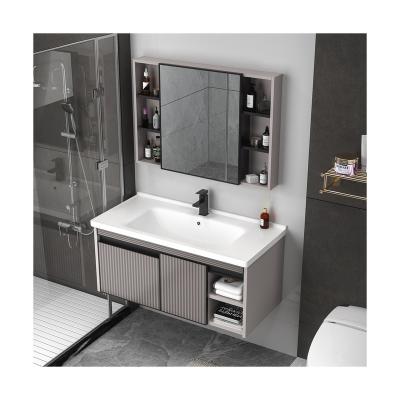 China 304 Stainless Steel Hinge Combination Modern Rectangular Soft Closing Wash Basin Wash Basin Toilet Bathroom Cabinet for sale