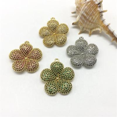 China 2021 Factory Wholesale TRENDY good quality fashion 18k gold plated flower latest pave with zircon pendant for sale