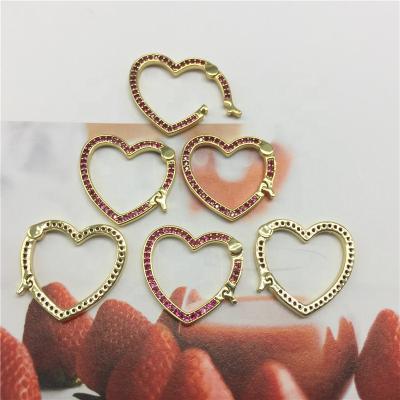 China 2021 Fashion Good Quality Jewelry Findings 18k Copper Gold Plated Heart Copper Clasp For Jewelry Making for sale