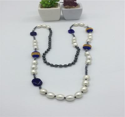 China CLASSIC Price New Handmade Fashionable Good Design Hematite And Shell Pearl Necklace for sale