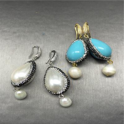 China CLASSIC Factory Price Wholesale Cheap Earring Zircon, Micro Pave Earring, Drop Pearl Earring for sale