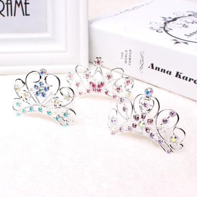 China Korean flower shape hair claw style statement queen crown hair claw beautiful rhinestone hair claw diamond hair claws for sale