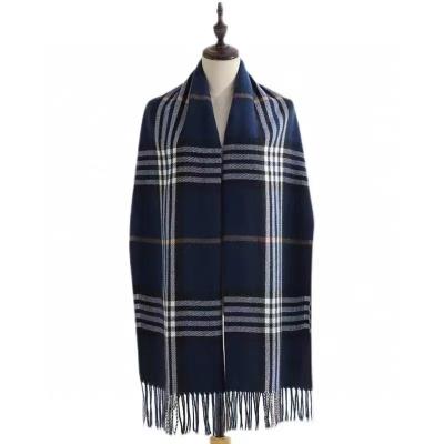 China Wholesale Women Long Neck Scarves Winter Striped Knitting Thick Soft Mixed Scarf for sale