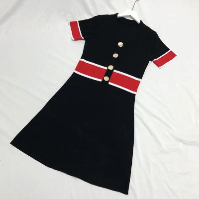 China Breathable Short Sleeve Casual Cotton Knitted Dress Elegant Women Clothing Fashion Summer Dress for sale