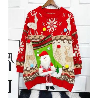 China Fashion Women's Oversized Funny Christmas Sweaters Vintage Christmas Outdoor Sweater 2021 for sale