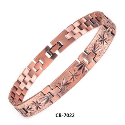 China Pressure Control Environmental Friendly Wholesale Wristband CB-7022 Magnetic Pure Copper Bracelets for sale