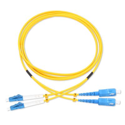 China Duplex OS2 9/125um Sc To Lc Single Mode Fiber Optic Patch Cord for sale