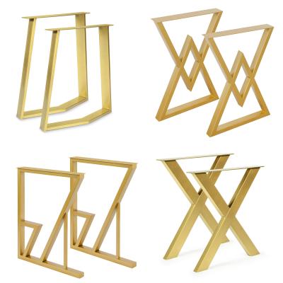 China Heavy Duty Gold Cast Steel Office Furniture Modern Table Legs Cafe Dining Luxury Modern Metal Gold Table Legs For Table for sale