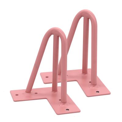 China Modern 3 Rods 4 Inch Hairpin Legs Pink Metal Floor Coffee Tables Nightstand Rubber Sofa Cabinets Furniture Feet Protective for sale