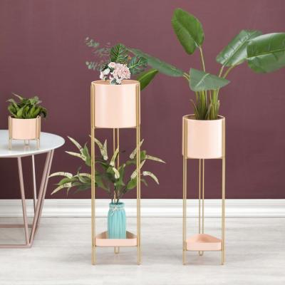 China Modern Nordic Home Artificial Cheap Indoor Wholesale Flower Pots and Planters Gold Metal Iron Flower Pot Stand Style for sale