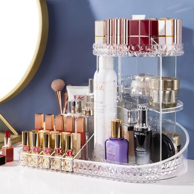 China Fashion Makeup Organizer 360 Degree Rotation Clear Brush Holder Vanity Acrylic Cosmetic Storage Box Make Up Organizer Makeup for sale