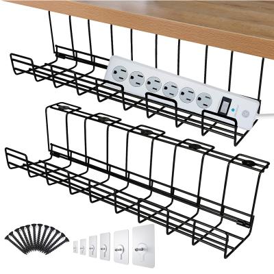 China Under Desk Cable Management Tray Cable Organize Folding Home Desktop Metal Power Strip Holders Cord Organize Grid Tray Under Desk Cable Management for sale