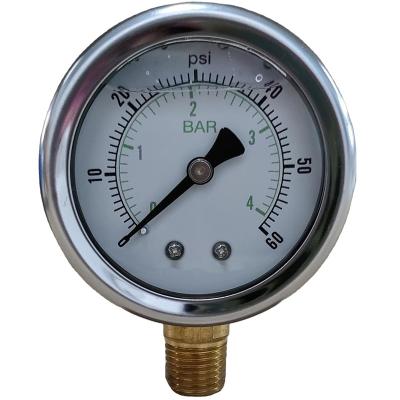 China Favorable Price 2 INCH L-A 0-4BAR 304 STAINLESS STEEL CASE OIL PRESSURE GAUGE L-A type (bottom mount) for sale