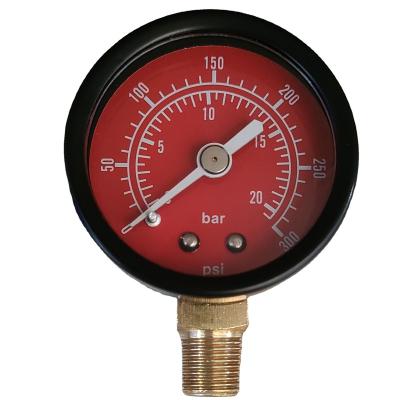 China New Product 40MM RED DALI 0-20bar P-A BOTTOM Single needle cheap air pressure gauge P-A type (bottom mount) for sale