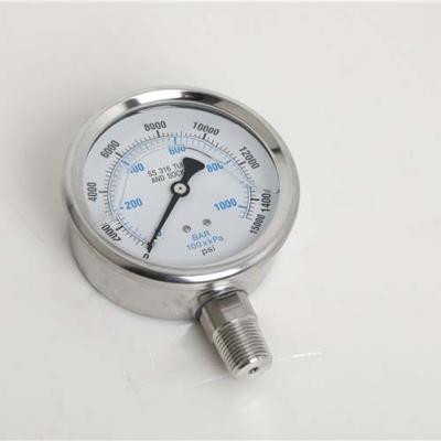 China New Arrival Vacuum 76cmhg Up 15000 Psi Pressure Gauge Sus 316/304 All Stainless Steel Pressure Gauge SS-A type (bottom mount) for sale