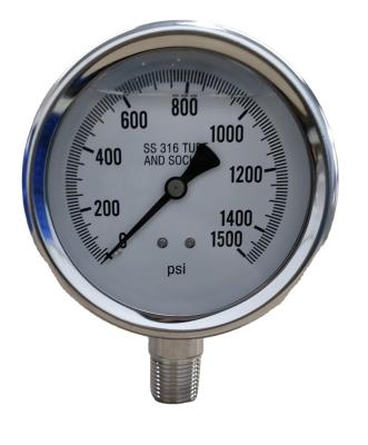 China C-4.5LMSS1500 all stainless steel pressure gauge SS-A type (bottom mount) for sale