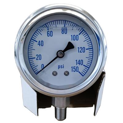 China Factory Supply Y63MM SS-A type (bottom mount) Black aluminum pointer all stainless steel pressure gauge SS-A type (bottom mount) for sale