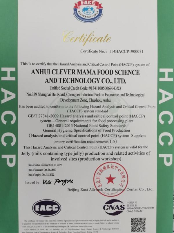 HACCP - Anhui Clever Mama Food Science And Technology Co., Ltd.