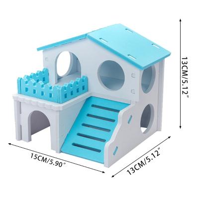 China Sustainable Various Specifications and Colors Cheap Hamster Cage Hamster Room Hamster Hideout Wooden House Small Animal Multi-storey Villa for sale