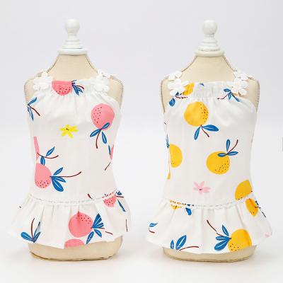 China Factory Sale New Viable Dog Girl's Cute One-Piece Floral Dress Puppy Sun Dress Teddy Dog Fruit Suspender Dress for sale