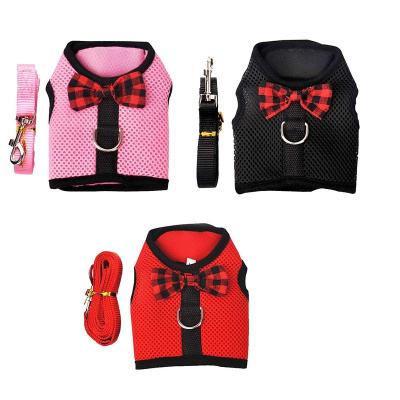 China Factory Wholesale Hot Sale Viable With Bow Chest Pet Seat Harness Small Vest And Leash Set Seat Belt Decorative Products for sale