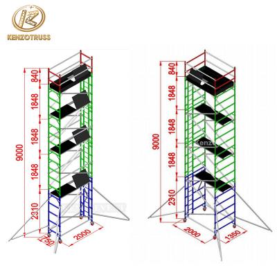 China Hotel Movable Aluminum Wheeled Ladder Scaffolding Tower For Building Construction for sale