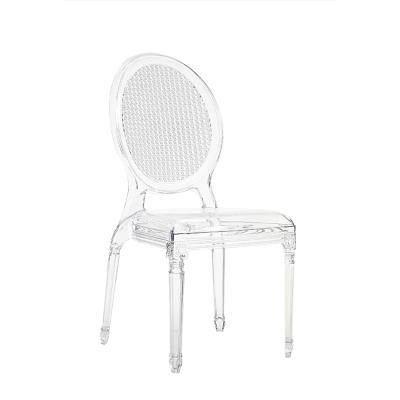 China Lowest Price Modern Stackable Transparent Acrylic Events Wedding Crystal Clear PC Dining Ghost Chair for sale