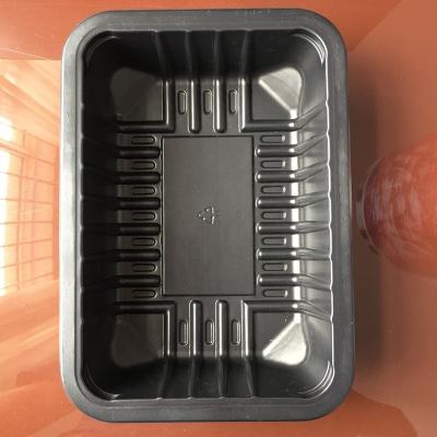 China Customized Disposable Black Plastic Food Box Plastic Case With Heat Sealing Film for sale