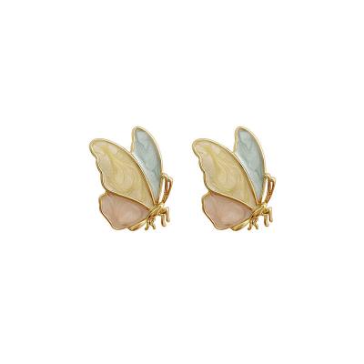 China All-match FASHIONABLE Korean Stylish Drop Earrings Temperament Luster Alloy Colorful Butterfly Earrings For Women for sale