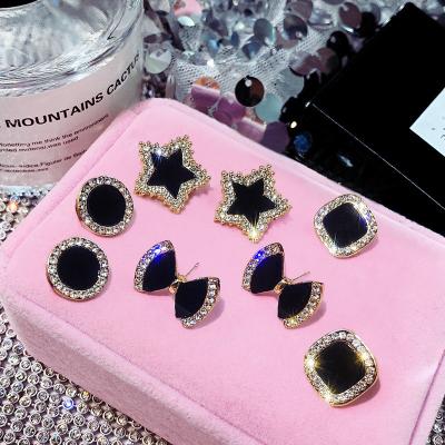 China Luxury Style S925 Diamond Five-Pointed Star Personality Earrings Geometric Silver Hiphop New for sale