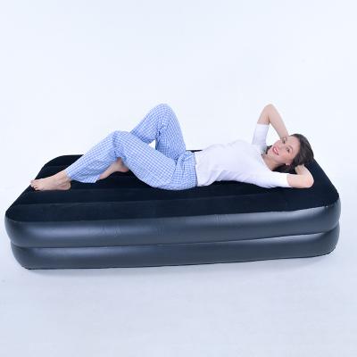 China Collapsible Folding Inflatable Mattress PVC Assembled Outer Layer Travel Sleeping Bed Camping Air Mattress for sale