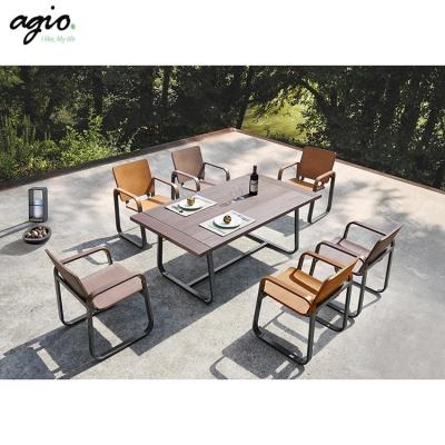 China Outdoor Weather Furniture Modern Design Wooden Garden Dining Set With Resysta for sale