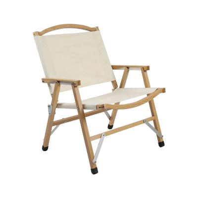 China Modern Design Outdoor Glamping Backyard Easy-Carry Furniture Kermit Portable Armrest Wooden Folding Chair for Camping Fishing for sale