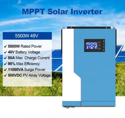 China Solar Inverter 5.5Kva 5.5KW 24V 48V MPPT Support With WiFi High Frequency Solar Controller Built-in Hybrid Solar Inverter 100A for sale