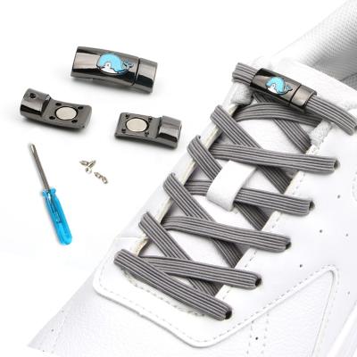 China Sneakers Flat Lazy Magnetic Buckle Elastic Shoe Laces No Tie Magnetic Lock Laces for sale