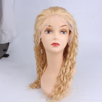 China Good Quality Raw Lace Front Wigs In Stock Regular Wave Hair Preplucked Glueless Curly Human Hair Blonde 613 Color for sale