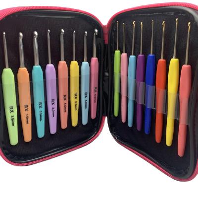 China Easy Grip Crochet Hook Set High Quality Crochet Hook Knitting Tools Suite 16pcs Case Box Set For DIY for sale