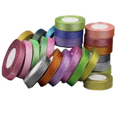 China Viable Colorful 2.5CM Baking Ribbon DIY Onion Belt Flower Wrapping Material Gift Wrapping Material Gold and Silver Metallic Ribbon for sale