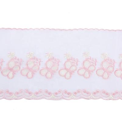 China Manufacturer Wholesale Polyester Viable Flower Branches Lace Up Skirts Curtain Sleeves Mesh Two Color Embroidery Lace for sale