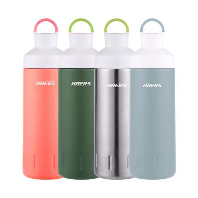 China Sustainable Custom Sports Water Bottle HAERS Logo Vacuum Flask Thermal Drink Insulated 304 Stainless Steel Beverage Bottle With Handle for sale