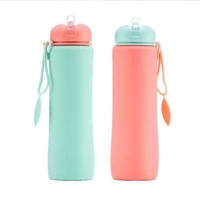 China 2023 Viable New Silicone GYM Folding Hot Water Bottle Sports Cheap Water Bottles Drink Cup Wholesale for sale