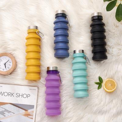 China HAERS Viable Collapsible Reusable Collapsible Water Bottle BPA Free Silicone Collapsible Water Bottle For Travel Gym Camping Hiking for sale